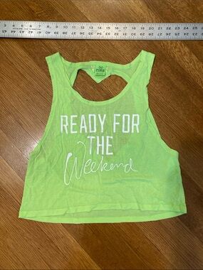 PINK Victoria's Secret Neon Lime Graphic Racerback Tank